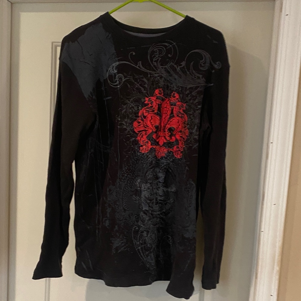 LL Cool J 1984 men Black Long Sleeve Shirt with Red & silver  Graphic size Large